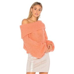 Free People Ophelia Chunky Knit Oversized Cowl Slouchy Sweater Peach Medium